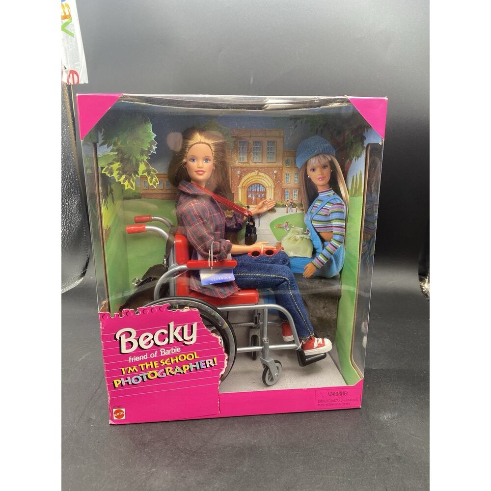 1998 Friend of Barbie Becky I'm the School Photographer, Mattel #20202 Unopened